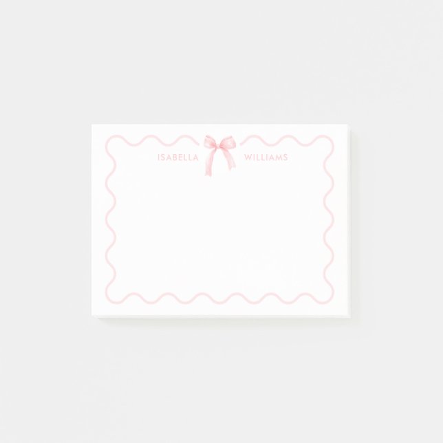 Bloco De Notas Menina com Laço Rosa Elegante Personalizado (Frente)