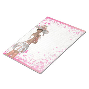 Bloco De Notas Menina cor-de-rosa do verão