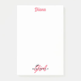 Bloco De Notas Menina de Aniversário Fofa, Nome Personalizado, Si