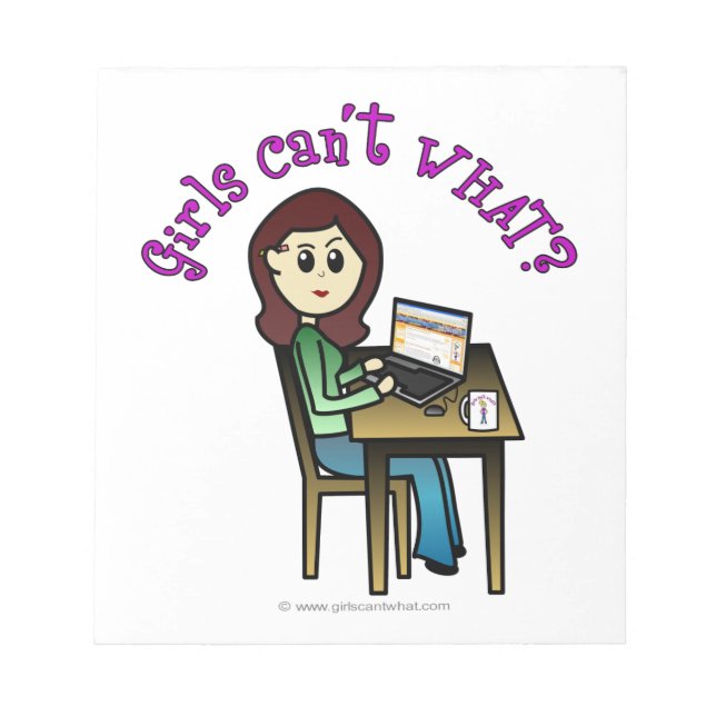 Bloco De Notas Menina de Computador Leve (Frente)