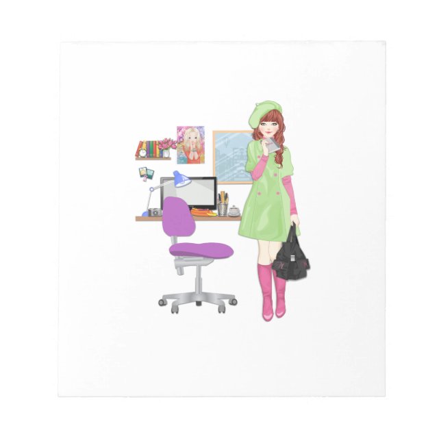 Bloco De Notas Menina de influência da moda do blogueiro de tendê (Frente)