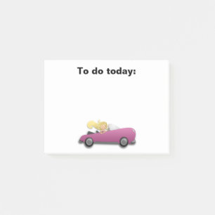 Bloco De Notas Menina de magenta/carro cor-de-rosa Posta nota