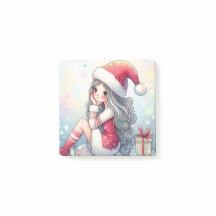 Menina de Natal fofa em nota adesiva