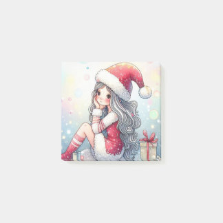 Bloco De Notas Menina de Natal fofa em nota adesiva