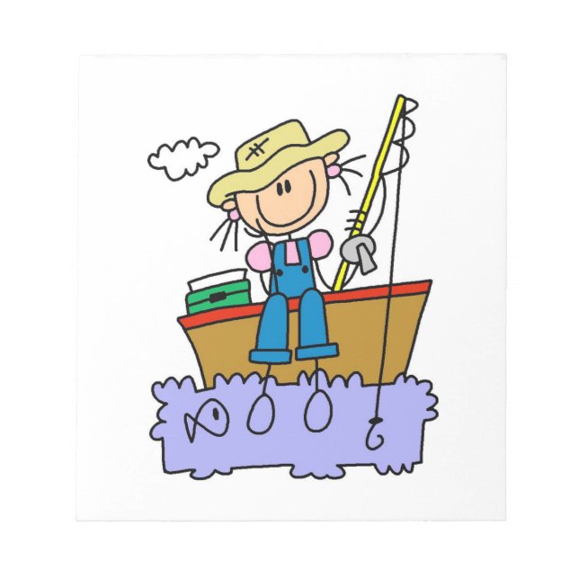 Bloco De Notas Menina de Palitinho Pescando (Frente)