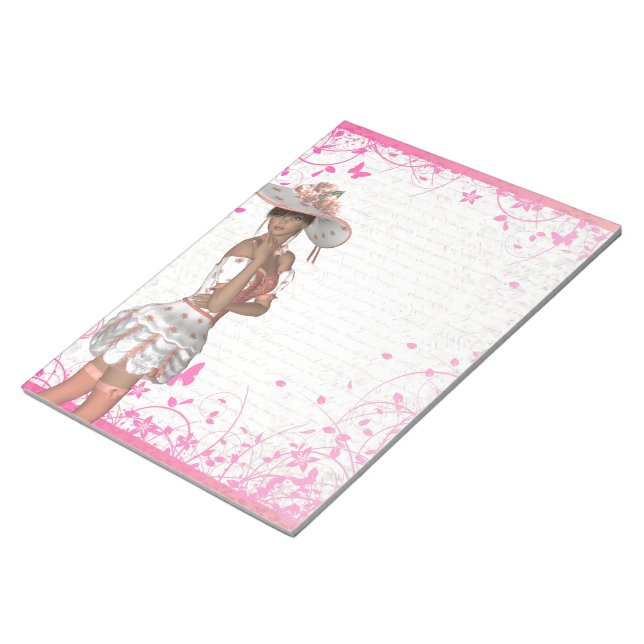 Bloco De Notas Menina de verão rosa (Inclinado)