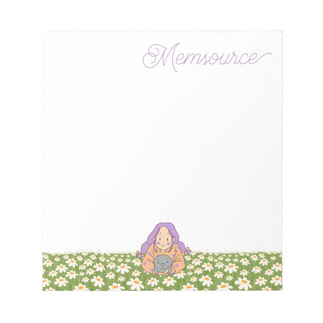 Bloco De Notas Menina Fofa Personalizada Daisy Greenery Bonito (Frente)