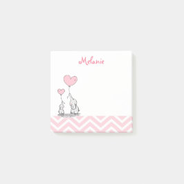 Bloco De Notas Menina Personalizada de Elefante Rosa Pastel