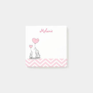 Bloco De Notas Menina Personalizada de Elefante Rosa Pastel