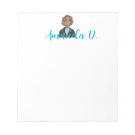 Bloco De Notas Menina Preta com Óculos Personalizados