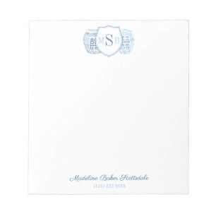 Bloco De Notas Meninas Elegantes Ginger Jar Blue E White Monogram