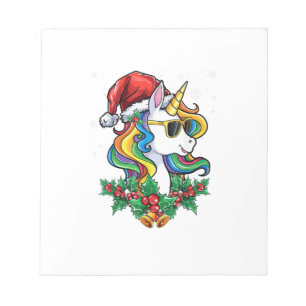 Bloco De Notas Meninas Meninos Unicórnio de Natal Xmas Papai Noel