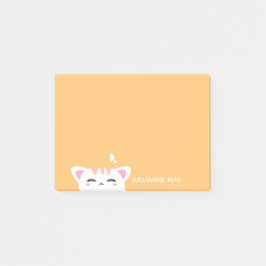 Bloco De Notas Meninas Nome Pastel Yellow Cute Gatinho