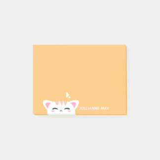 Bloco De Notas Meninas Nome Pastel Yellow Cute Gatinho