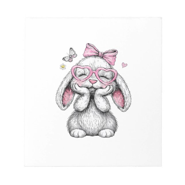 Bloco De Notas Meninas Páscoa Bunny Fofinho Rosto Rosa Páscoa Cri (Frente)