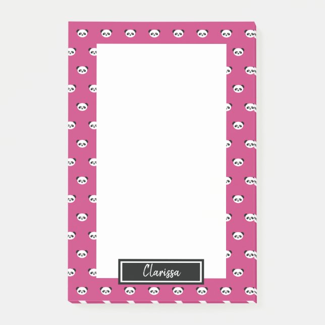Bloco De Notas Meninas Rosa Personalizadas Ursinho-Panda (Frente)