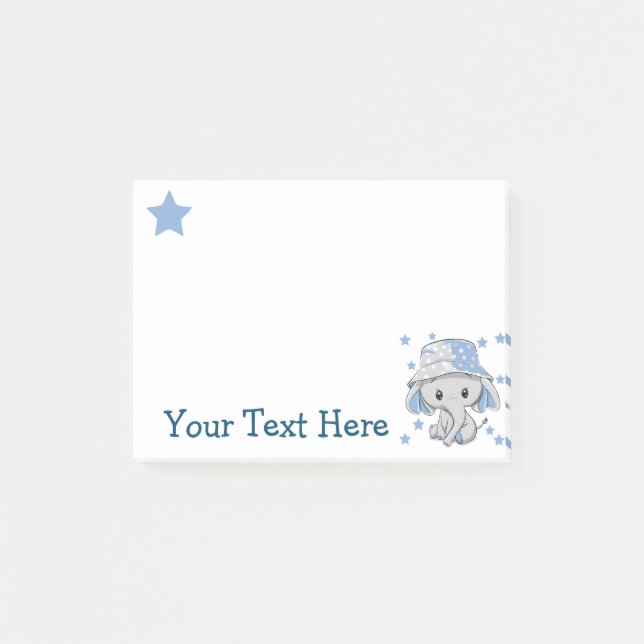 Bloco De Notas Menino Elefante Bebê Fofo  (Frente)