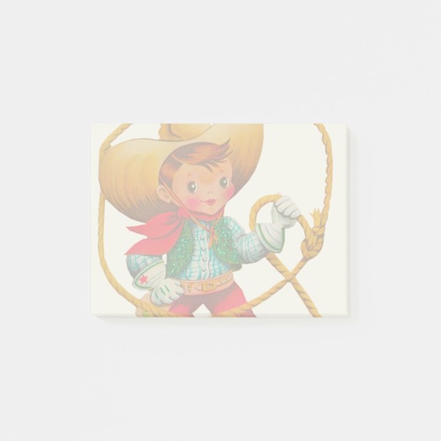 Bloco De Notas Menino Retro Menino Cowboy Ocidental Fofo (Frente)
