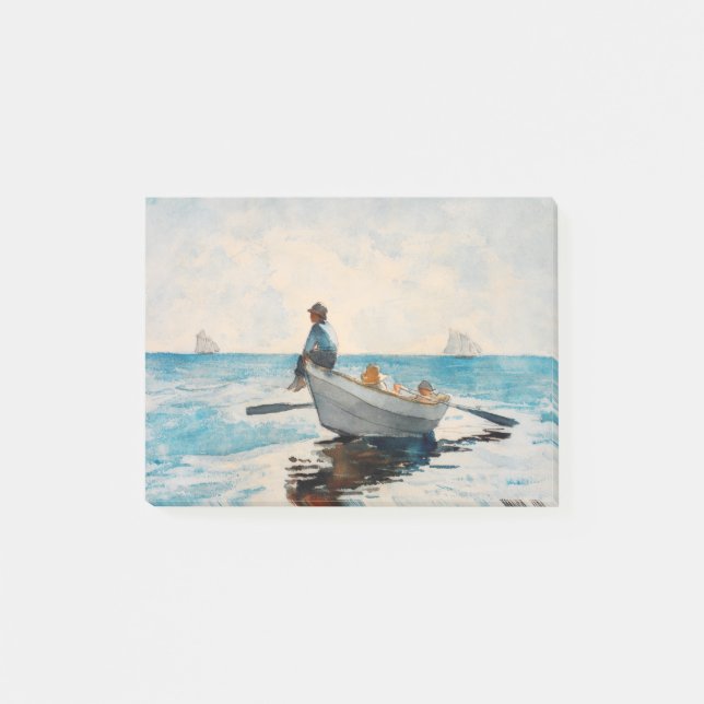 Bloco De Notas Meninos em um Dory (1880), por Winslow Homer. (Frente)