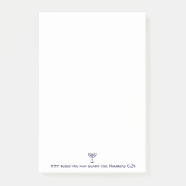 Bloco De Notas Menorah Moderna Bênção Dourada Azul Branco
