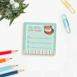 Bloco De Notas Menos Aproveite Mais Panda Vermelha Engraçada Para