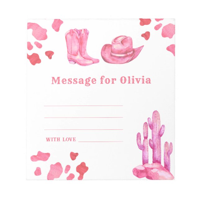 Bloco De Notas Mensagem da cápsula de aniversário da Cowgirl (Frente)