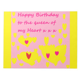 Bloco De Notas Mensagem de amor de aniversário feliz em um bloco