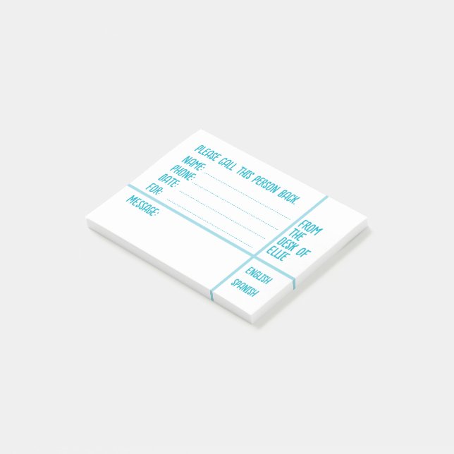 Bloco De Notas Mensagem de Telefone com Nome Personalizado para E (Inclinado)