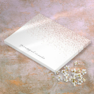 Bloco De Notas Mensagem Personalizada Elegante em Glitter Rosa Do