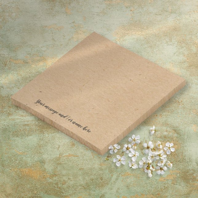 Bloco De Notas Mensagem Personalizada Estilo Papel Kraft Rústico (Personalized Message Rustic Kraft Paper Style Post-it Notes
)