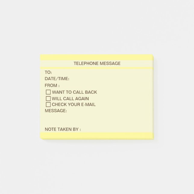 Bloco De Notas mensagem telefônica (Frente)