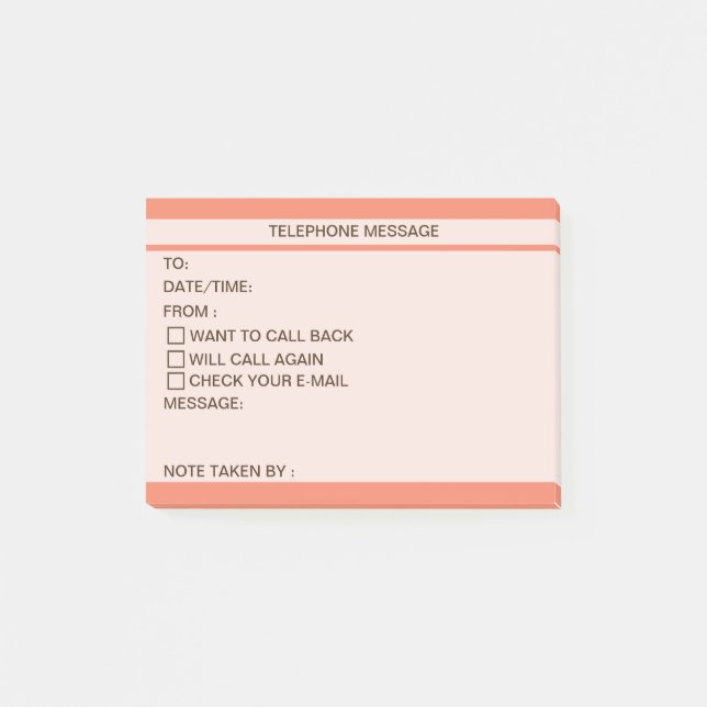 Bloco De Notas mensagem telefônica (Frente)