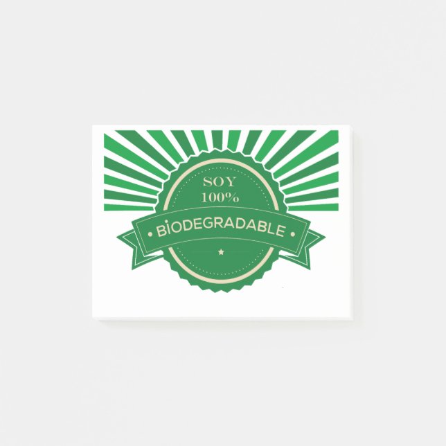 Bloco De Notas Mensaje Soy 100% Biodegradable (Frente)