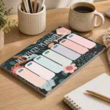 Bloco de Notas Mensal de Planejamento Floral de Ja