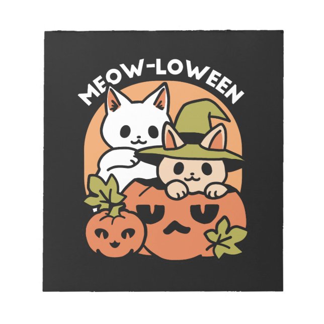Bloco De Notas Meow-Loew - Festivo Halloween Design (Frente)