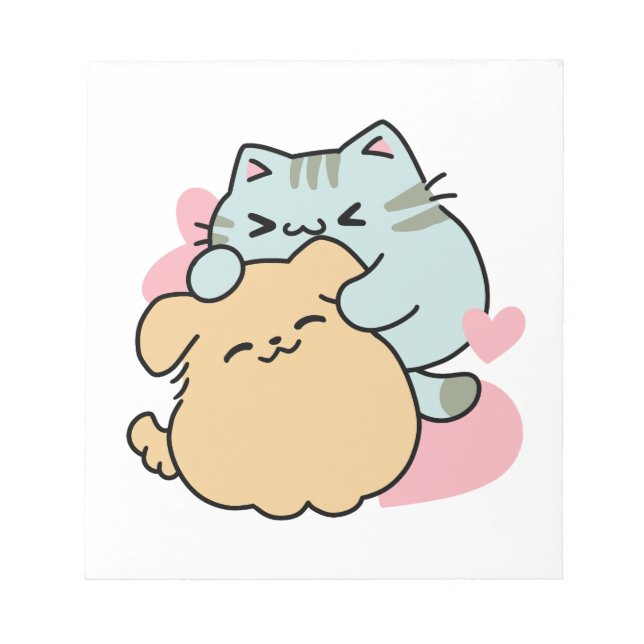 Bloco De Notas Meow & Woof Perfect Toga - Gato e Cachorro Bonitos (Frente)