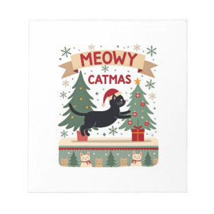 Bloco De Notas Meowy Catmas, Suéter de Natal Feio, Natal dos Gato