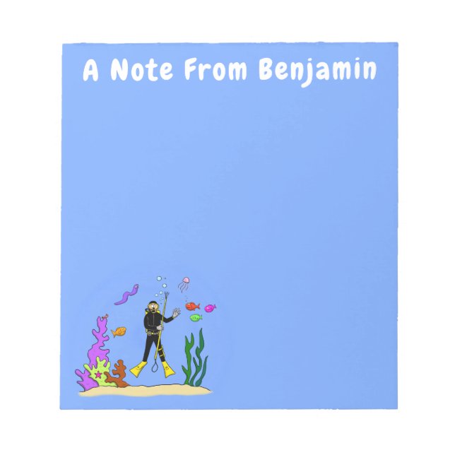 Bloco De Notas Mergulhador engraçado e desenho animado de criatur (Frente)