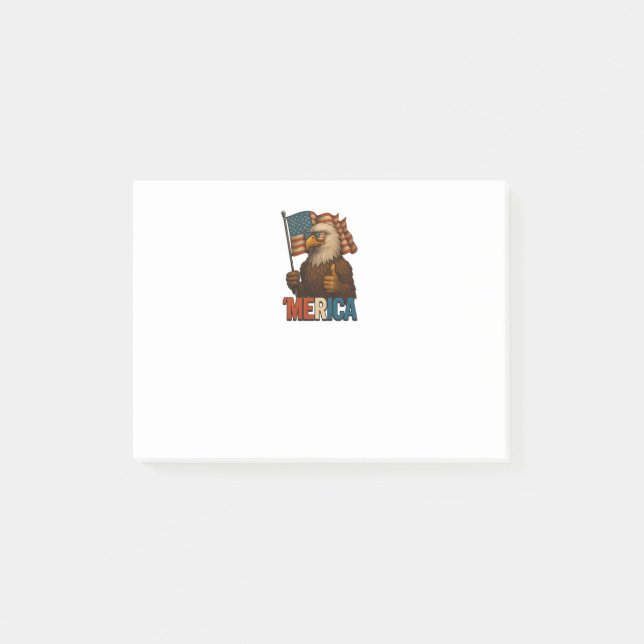 Bloco De Notas Merica Eagle Engraçado e Patriótico (Frente)