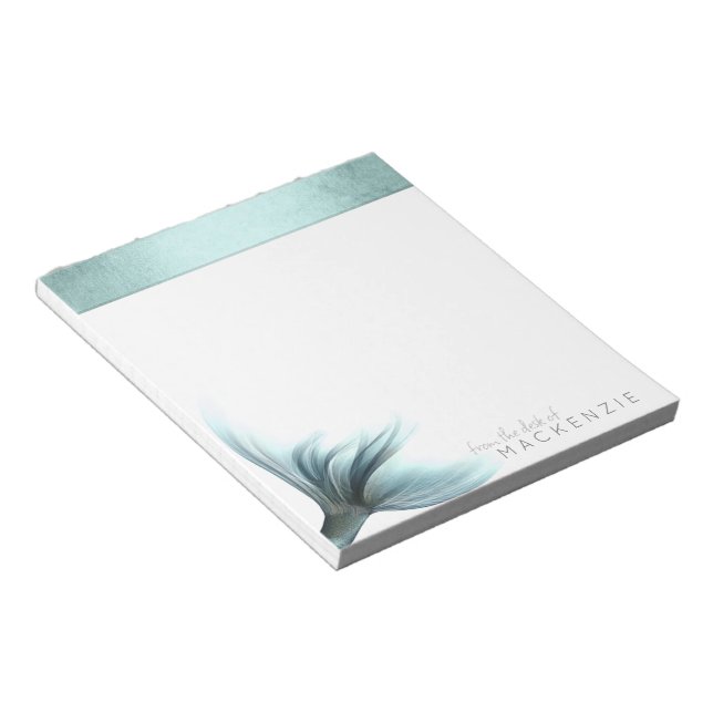 Bloco De Notas Mermaid Luxe Tail | Seafoam Mint Green Aqua Custom (Inclinado)