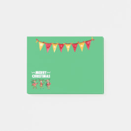 Bloco De Notas Merry Christmas Banner Dancing Reindeer