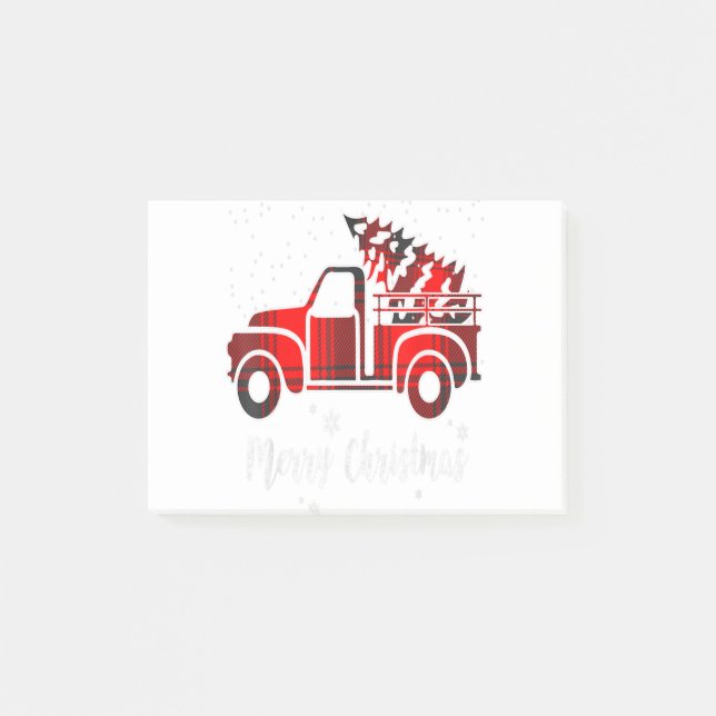 Bloco De Notas Merry Christmas Leopard Buffalo Truck Tree Red Pla (Frente)