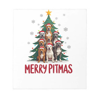 Bloco De Notas Merry Pitmas Pitbull Dog Ugly Christmas Sweater Tr