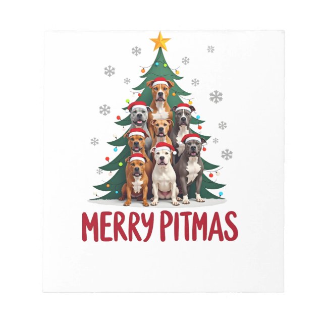 Bloco De Notas Merry Pitmas Pitbull Dog Ugly Christmas Sweater Tr (Frente)