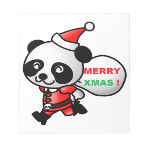 BLOCO DE NOTAS "MERRY XMAS" PANDA PAPAIS NOEIS