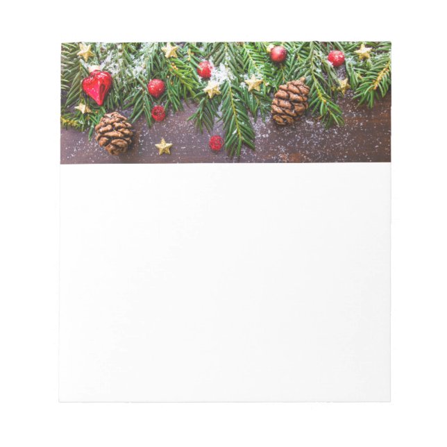 Bloco De Notas Mesa de Natal russa com pinheiro e neve (Frente)