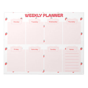Bloco De Notas Mesa do Planejador Semanal Bonito de Morango