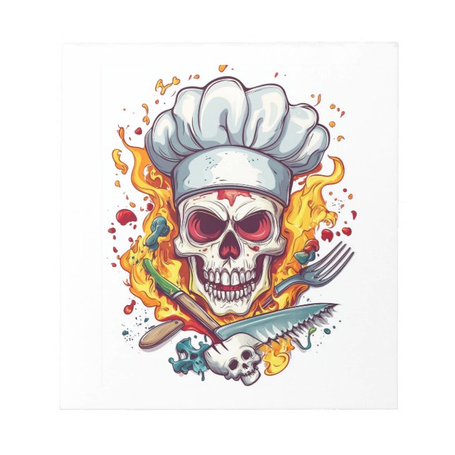 Bloco De Notas Mestre de Cozinha Chef Caveira (Frente)