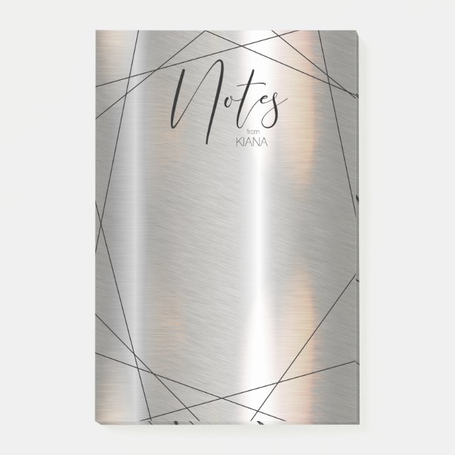 Bloco De Notas Metálicas Geométricas Notas Silver/Black ID648 (Frente)