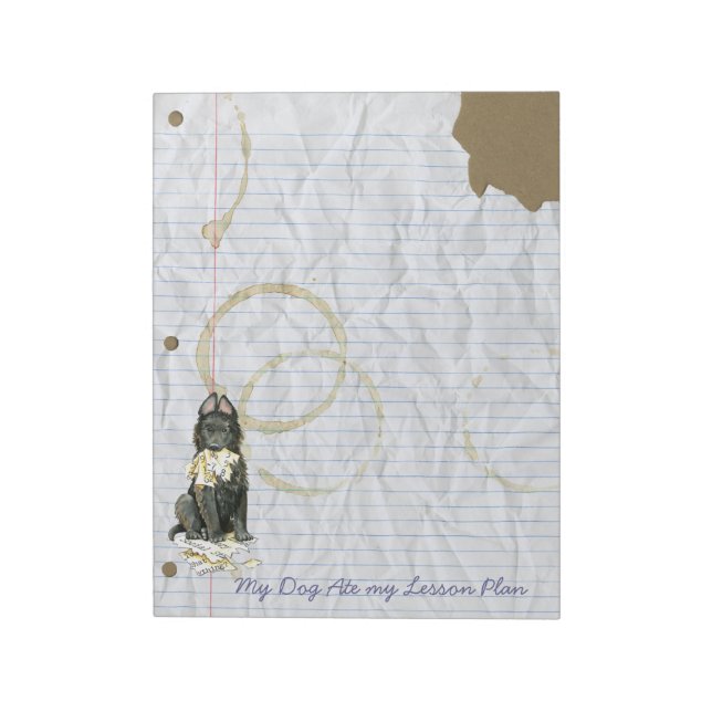 Bloco De Notas Meu Cão-De-Obra Belga Comeu Meu Plano De Lição (Invertido)